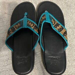 Coach Teal and Brown Sandals